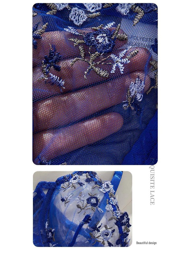 Французский кружевной комплект нижнего белья с вышивкой в виде цветов: Сексуальный и Привлекательный Дизайн в Наличии