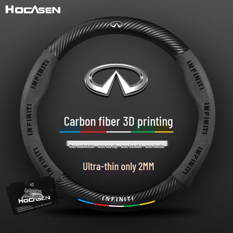 Infiniti Special Car Steering Wheel Cover - Genuine Leather, Suede, Carbon Fiber, Universal, Breathable, All-Season
