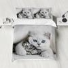3-piece Set of Cute Cat Printed Bedding, Suitable for Bedrooms and Guest Rooms (1* Quilt Cover + 2* Pillowcase, Coreless)