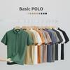 Летняя мужская рубашка поло с короткими рукавами и лацканами - повседневная футболка узкого кроя в британском стиле