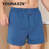 Men's Cotton Boxer Briefs High Waist Casual Plaid Pajama Shorts Plus Size Big Underwear Home Sleep Bottoms M L XL 2XL 3XL