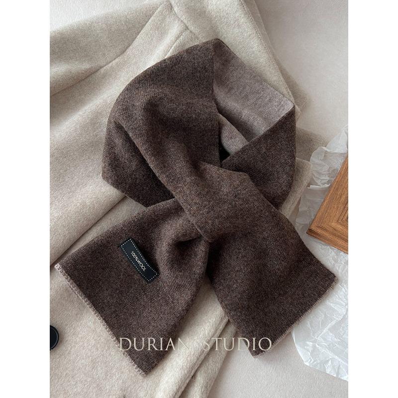 Wool Solid Color Double-sided Lazy Cross Wool Scarf Women's Winter All Match Warm Children's Parent Child Scarf