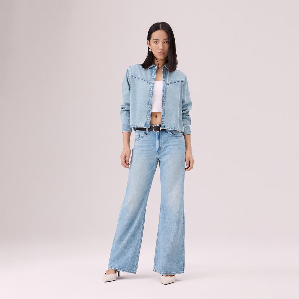 Levis Винтажная Мягкая Повседневная Удобная Джинсовая Рубашка с Острым Воротником и Длинным Рукавом Женские рубашки 005DW-0001
