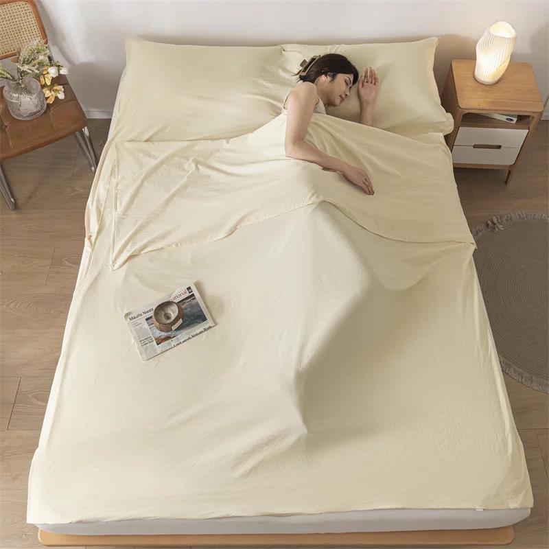 Легкий мытый хлопковый спальный мешок класса А, мягкий портативный дорожный спальный мешок для взрослых, грязеотталкивающая простыня для путешествий, отеля