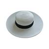 Korea Foreign Trade Summer French Wide Brim White Black Flat Top Straw Hat Women'S Sunshade Sun Hat Panama Top Hat