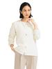 Beams Long Sleeve Tweed Knit Free 64150486887 Demi-Luxe Women's V-Neck Cardigan, OFF_WHITE, Size,