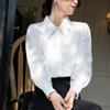 White Long Sleeved Shirt Women's Spring Versatile Bubble Sleeve Top