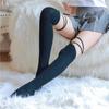 Japanese Style Women Lolita Thigh High Socks Harajuku Gothic Criss Cross Lace-Up Bandage Student Over Knee Stockings