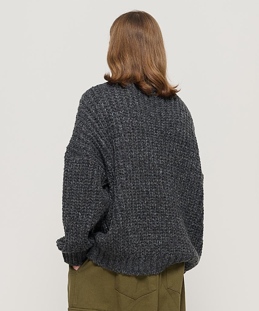 CARGOBROS Semi-Over Cable Mock Neck Knit (Charcoal)