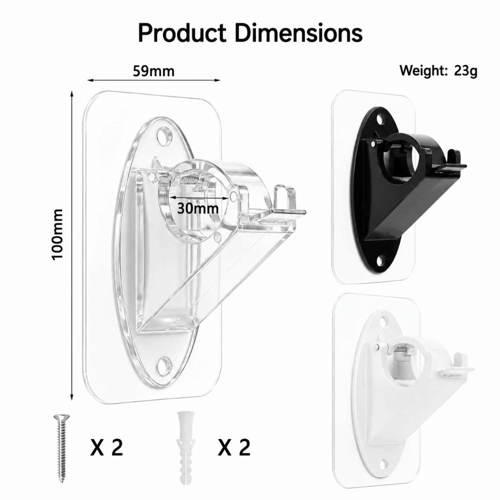 2pcs/set Adhesive & Screw Dual Use Curtain Rod Brackets Heavy Duty Curtain Rod Bracket  Home Office