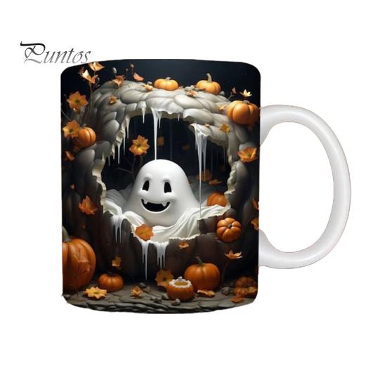 Кофейная кружка на Хэллоуин, керамическая кружка с тыквой, призрачным черепом и ручкой, стакан для сладостей, украшение для домашней вечеринки