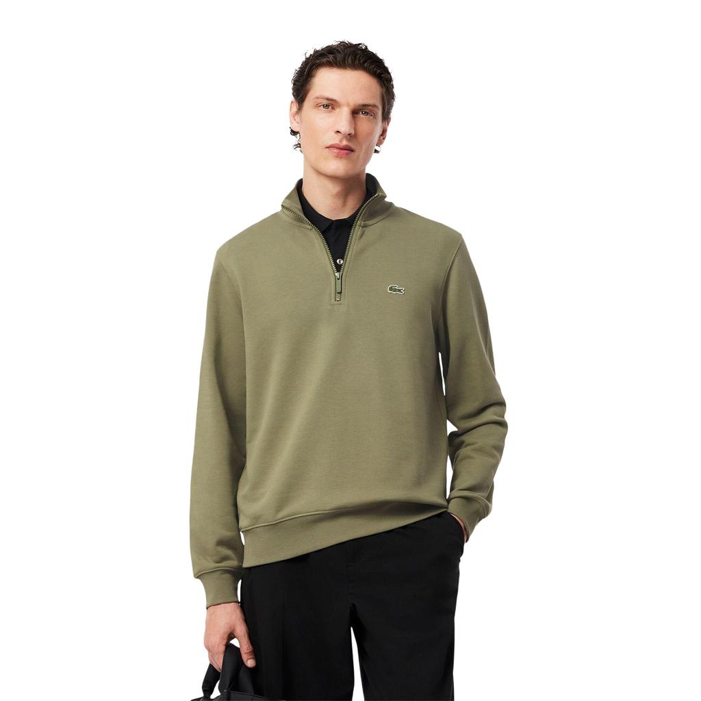 Lacoste Мужская флисовая толстовка с высоким воротником и молнией на четверть