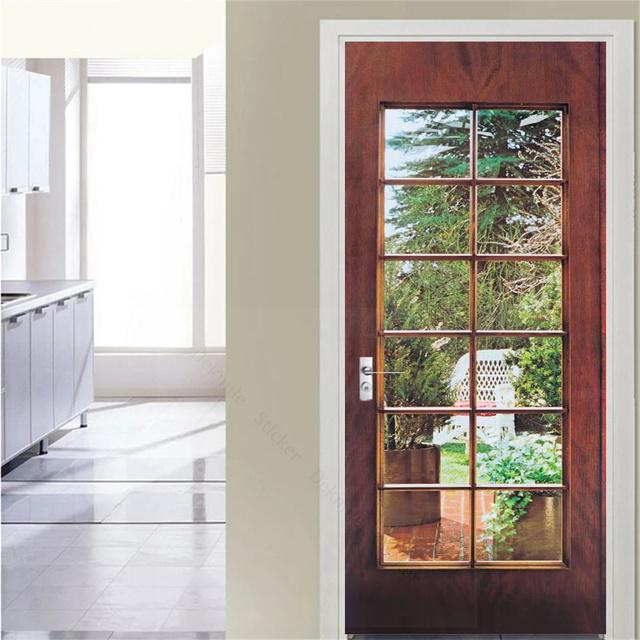 Glass Outside Landscape Door Stickers Muraux Home Wedding Decoration Wallpaper Poster Room Decor Aesthetic Bathroom