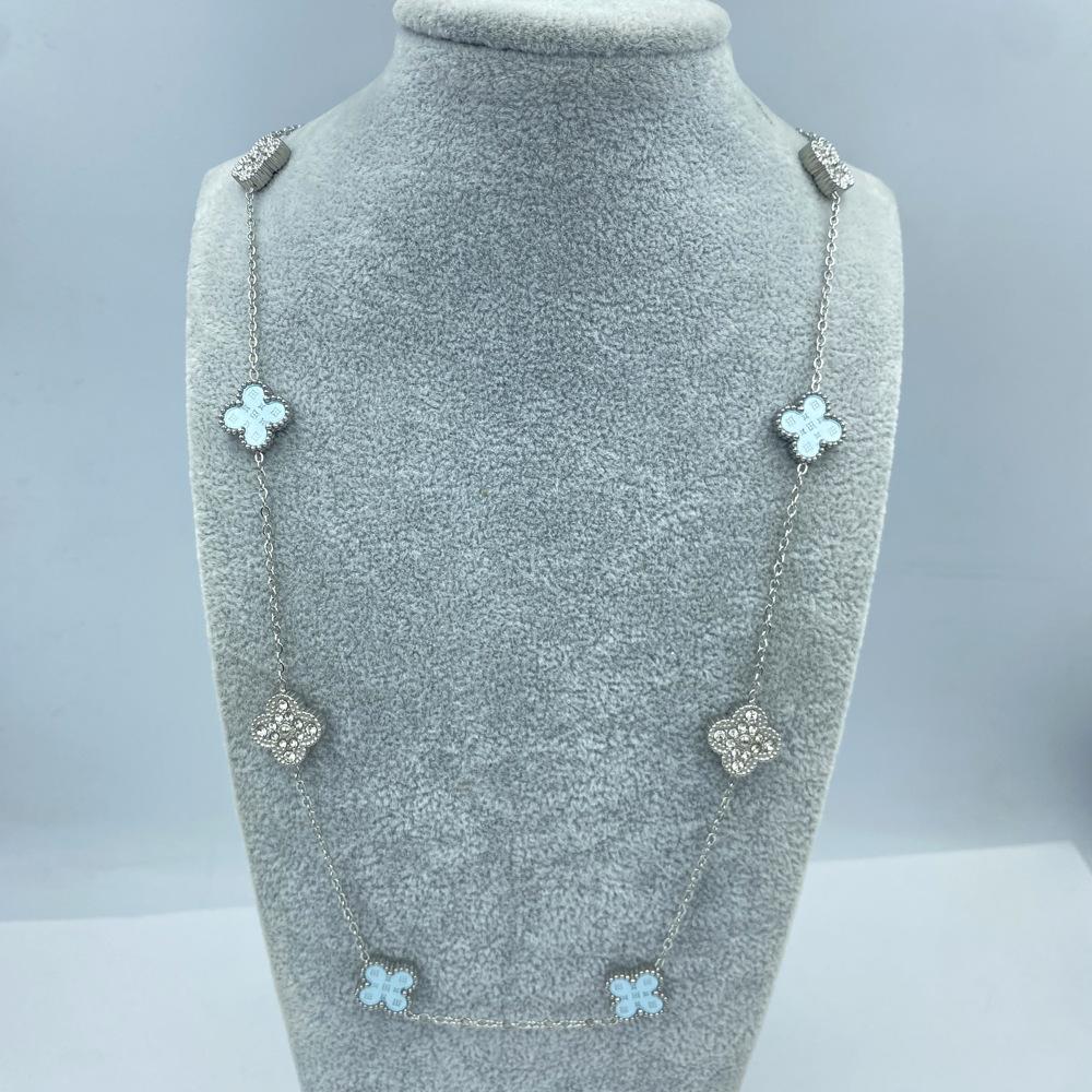 13 мм Титановая сталь 60+5 см 10 цветов Двусторонняя Счастливый Четырехлистный клевер Женское ожерелье