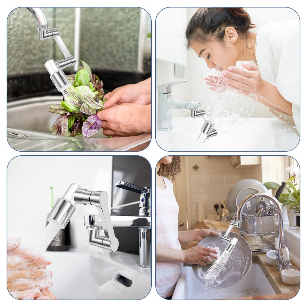 Stainless Steel 1080°Swivel Robotic Arm Swivel Extension Faucet Aerator Kitchen Sink Faucet Extender for Home Kitchen Bathroom