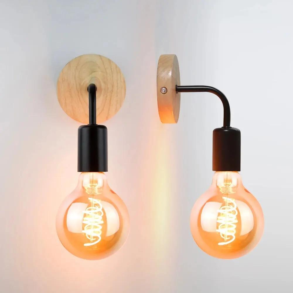 Wood Wall Lamp Vintage Sconce Wall Lights Fixture E27 Bedside Retro Vintage Lamp Industrial Decor Dining Room Bedroom Light