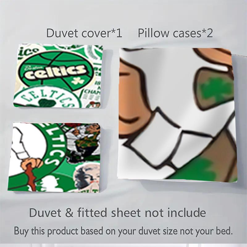 3Pcs Boston Celtics Fan Art Bedding Sets For All Sizes New 3D Printed Bed Cover Comforter Duvet Cover Pillowcase Bedroom Decoration