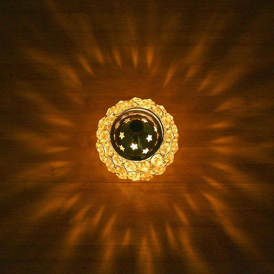 Akhand Diya Diyas Декоративная латунная хрустальная масляная лампа, украшение на Дивали Подарки на Дивали Домашний декор Лампа для пуджи Чайная свеча