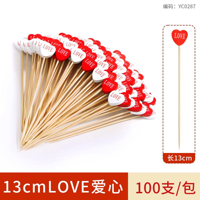 100pcs Disposable Fruit Stick Creative Art Bamboo Stick Cocktail Dessert Burger Decor Disposable Toothpick Home Store Supplies
