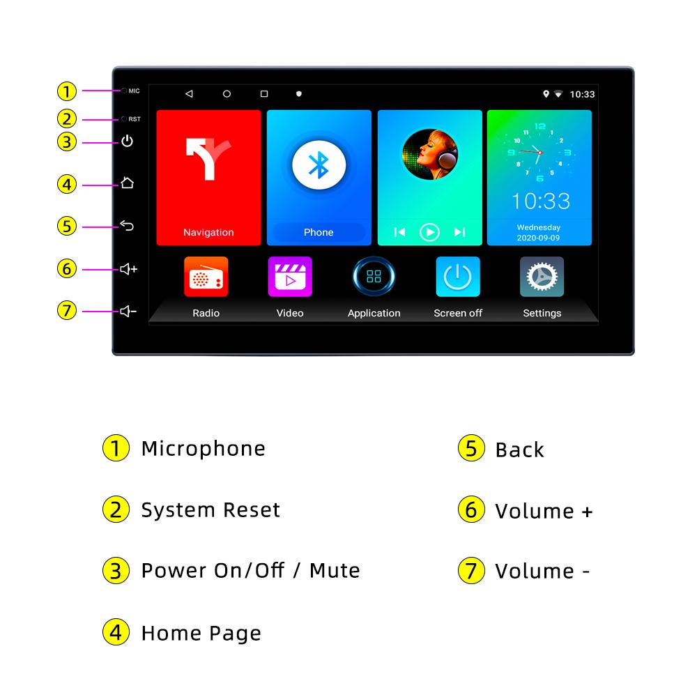 icreative 1 Din 7-дюймовый Android-автомобильный мультимедийный плеер GPS Bluetooth Автомобильная аудиосистема Wi-Fi USB MirrorLink HD Поддержка Универсальный мультимедийный плеер Carplay