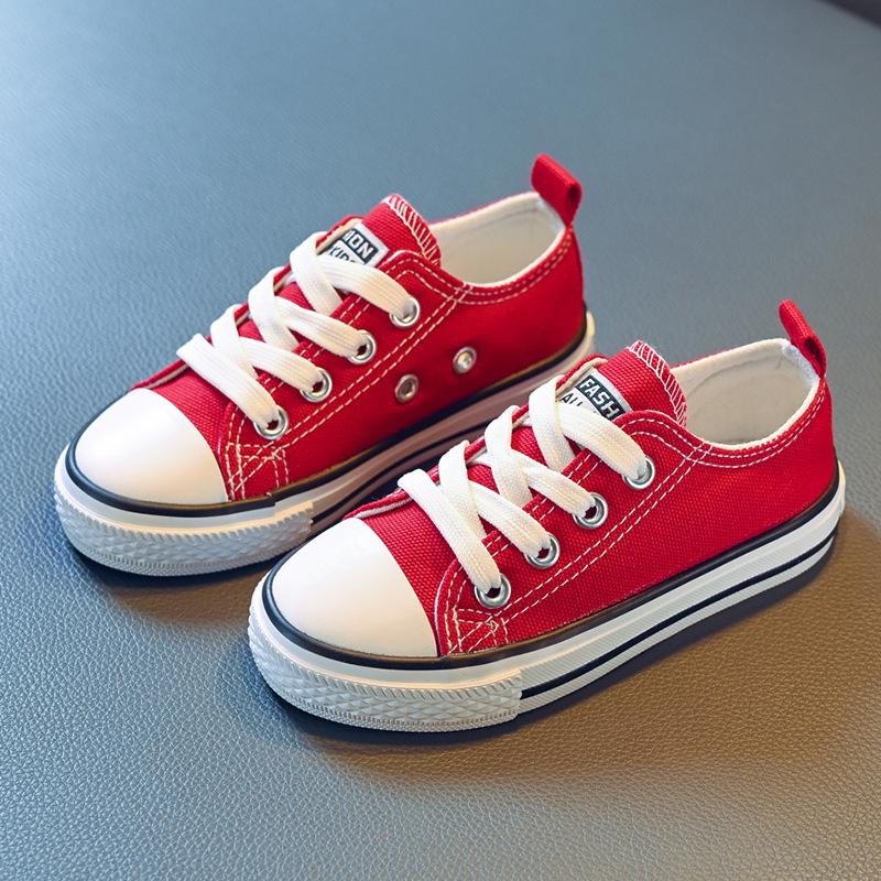 Children's Low-Top Lace-Up Canvas Sneakers - 2024 Spring Collection, Candy Colors, Parent-Child Shoes for Boys and Girls