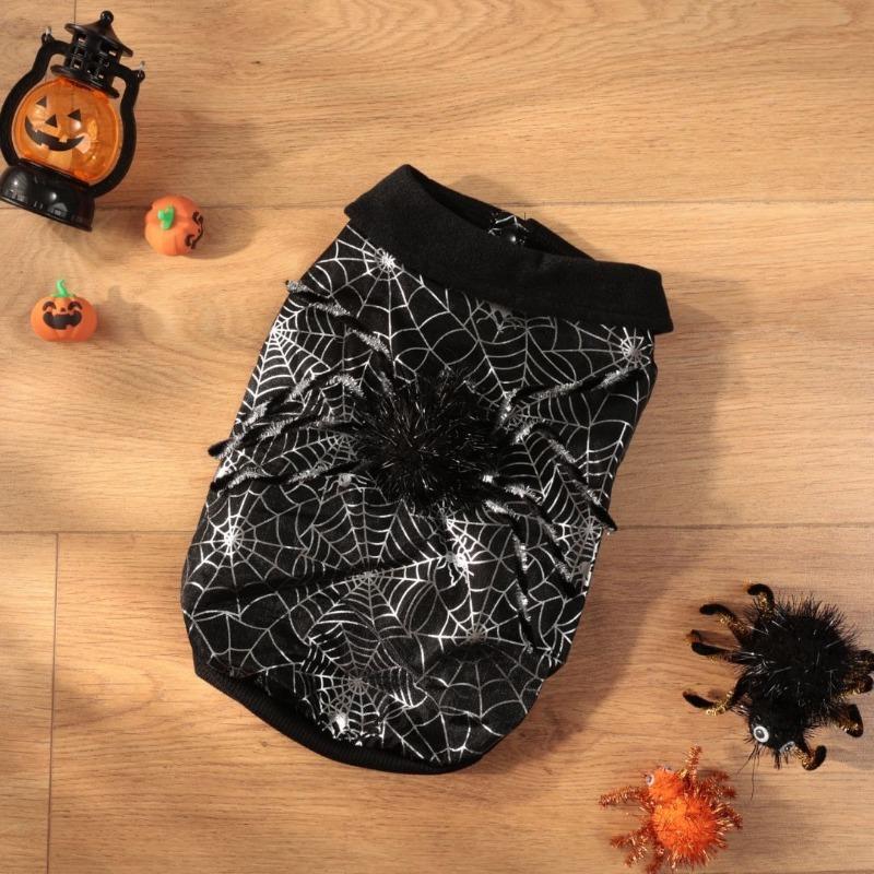 2026 New Pet Halloween Costume Decorations Clothes Black Spider Web Outfits Cat and Dog Cosplay Costumes Pet Supplies