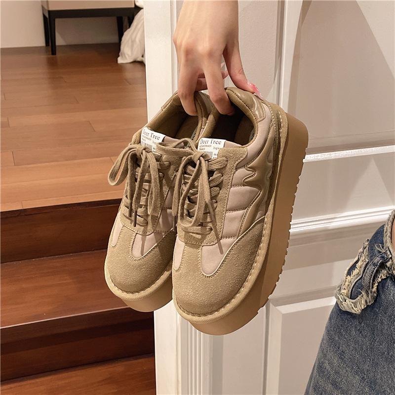 Туфли на платформе Niche Platform Platform Shoes 2024 Осень Новые ретро-матовые кроссовки Sense of All Casual Lace-up