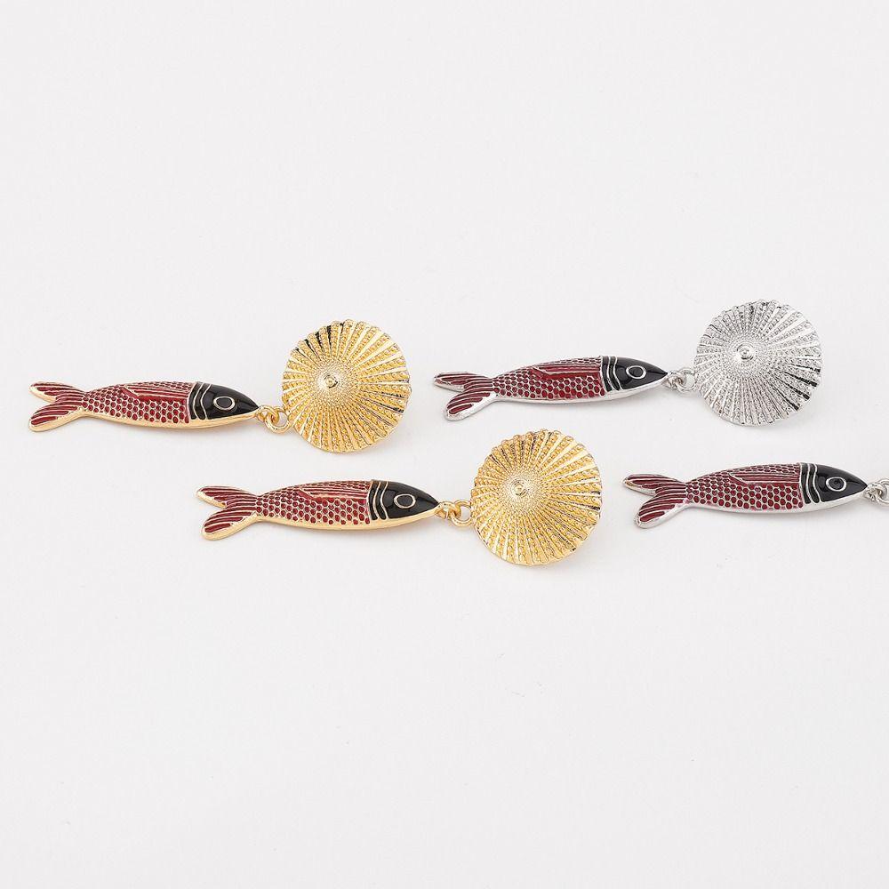 Korean Style Bohemian Dangle Earring Metal Animals Earrings Retro Fish Pendant Earrings  Beach