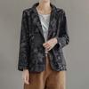 Retro Printed Blazer Women's Long Sleeved Thin Short Jacket Cotton Casual Loose Overcoat Spring and Autumn Commute Korean Version Harajuku Style