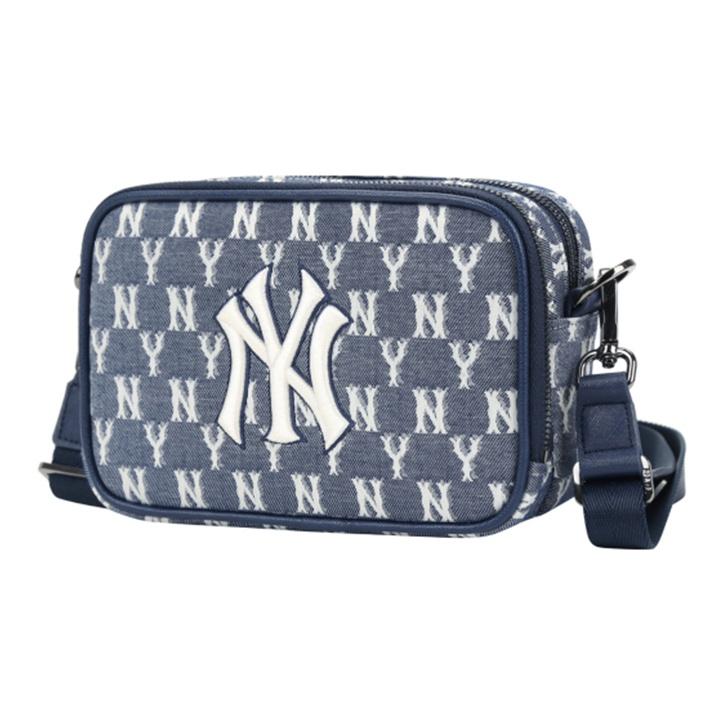MLB Серия Monogram Винтажная с принтом по всей поверхности Сумка для камеры NY Yankees Унисекс Наплечная сумка Темно-синяя 32BGDM011-50N