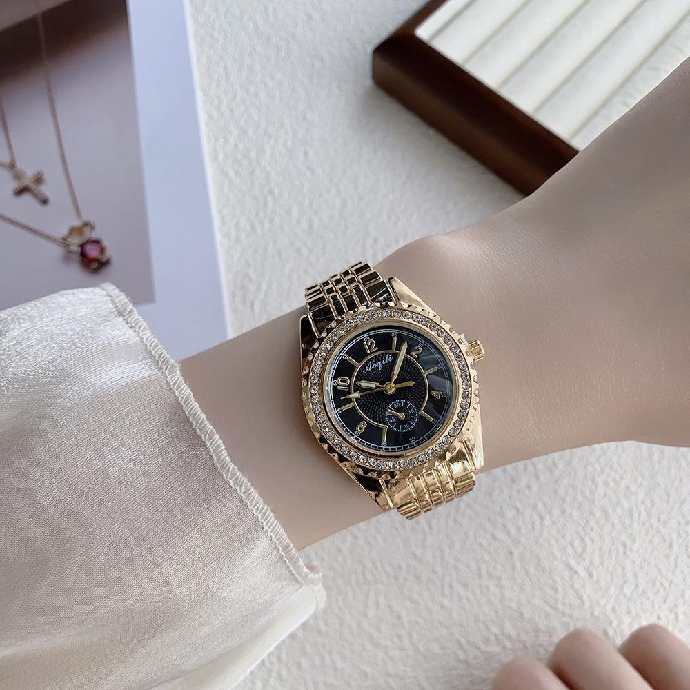 Gold Silver Steel Belt Diamond-encrusted High-end Women's Watch Simple Scale Alloy Rhinestone Quartz Watch Batch Watch
