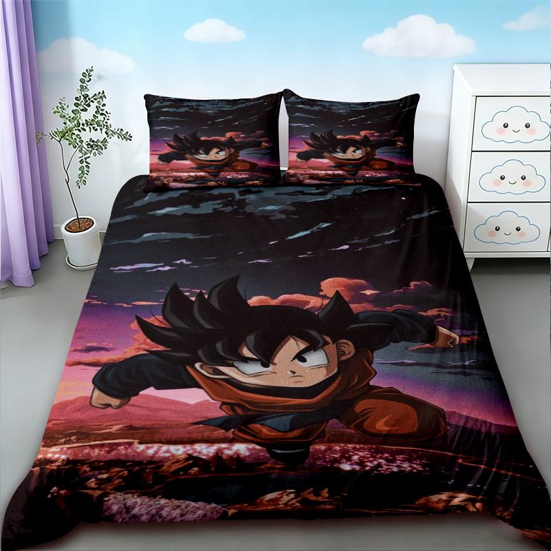 Пододеяльник Аниме Dragon Ball Комплект постельного белья Goku Чехол на одеяло Наволочка Двуспальный Queen King Размер Детская спальня Домашний текстиль