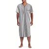Men's 2025 V-Neck Striped Short Sleeve Loose Nightshirt