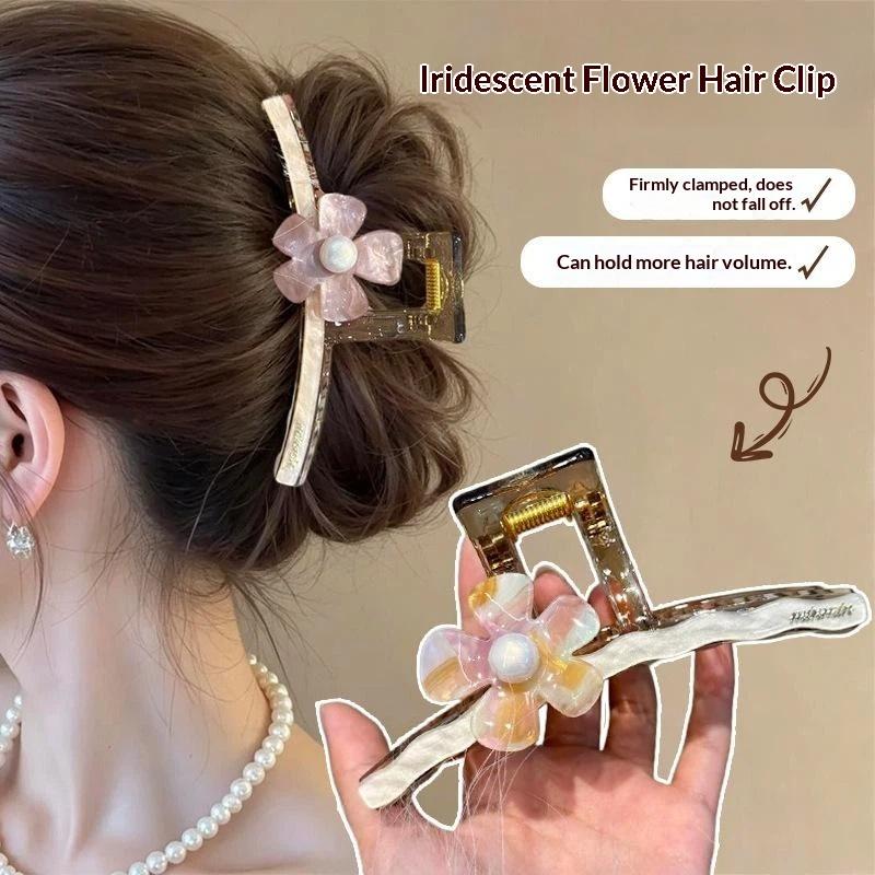 Glossy Flower Hair Claw Clip Strong Grip High Capacity For Daily Use Parties And Pretty Hair Styling