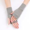 Long Thick Striped Short Fashion Gloves Autumn and Winter New Women's Knitted Wool Fingerless Arm Sleeves Wrist Sleeves