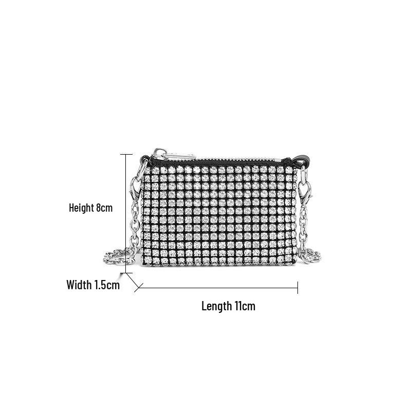 2025 Spring Fashion Rhinestone Chain Crossbody Lipstick Bag