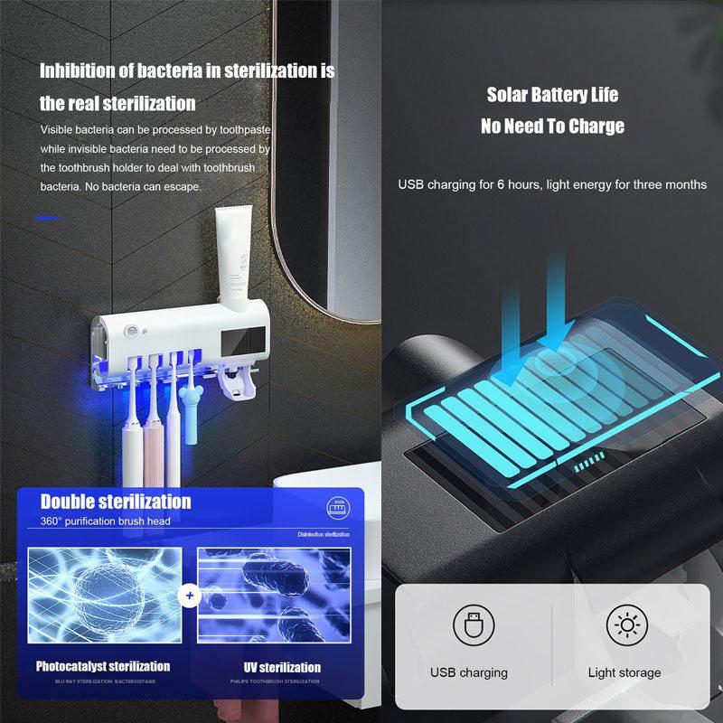 Стерилизатор для зубных щеток с солнечной энергией, автоматический дозатор зубной пасты