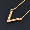 True Gold Plating Diamond V -shaped Pendant Clavicle Chain Rose Gold Necklace Female