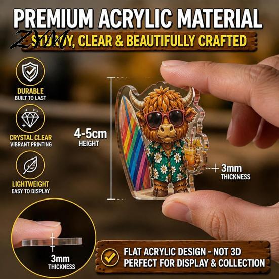 Camping Theme Collectible Toys Highland Cow Summer Vacation Advent Calendar 2026, 24 Days Mini Cattle Figurines Themed Countdown with LED Light Frame