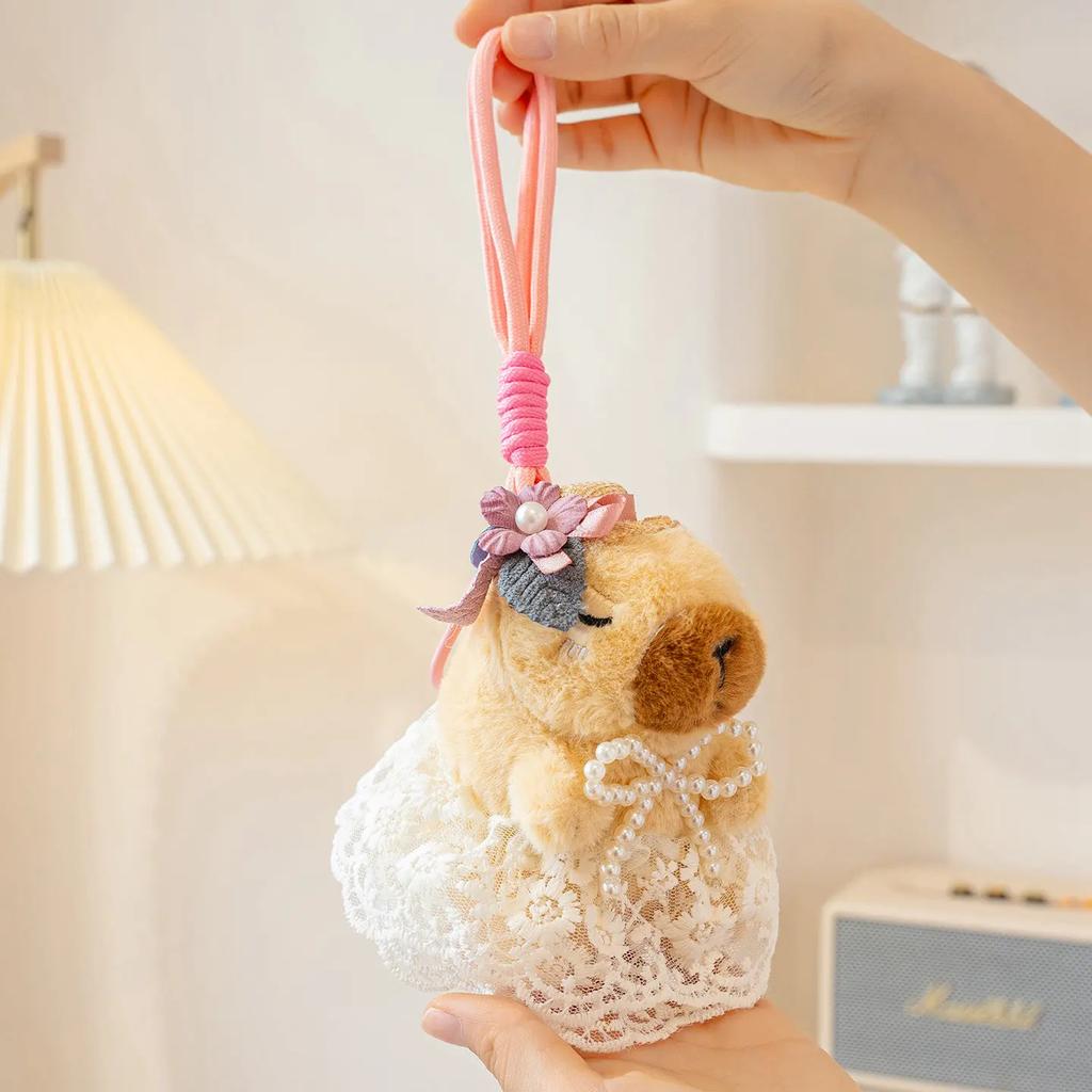 Cartoon Capybara Plush Toys Pendant Cute Dressed Up Capybala Key Rings Kawaii Bags Car Hanging Decor Creative Gifts For Friends