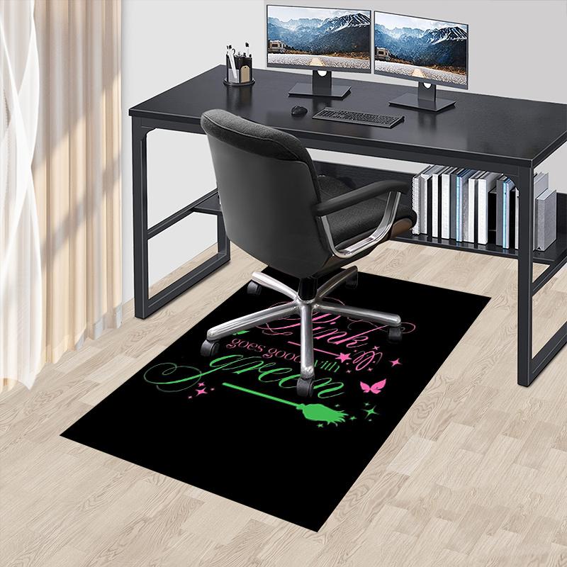 Pink, Green,wicked Pattern Polyester Office Carpet Chair Mats, Home Decor Dormitory Floor Protector