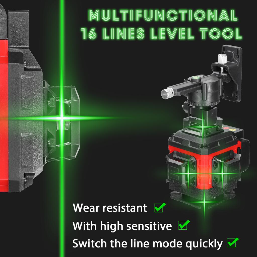 Multifunctional 16 Lines Laser Level 3 Degrees  Self-leveling Machine Rechargeable Lithium Battery Leveling