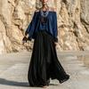 1116 European and American women's bohemian two-piece set off-the-shoulder shirt sleeves high-waisted pendulum long skirt casual suit