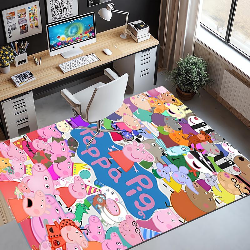 Peppa Pig Pattern Rug, Indoor/Outdoor Mat, for Picnic, Gameroom, Bedroom, Office, Living Room, Home Decor Carpet, Birthday Gift