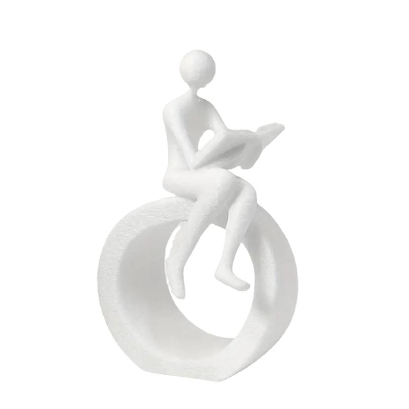 Plastic Reading Figurines Statue Modern Abstract Art Sculpture Collectibles Bookshelf Decorations for Home Office Bedroom