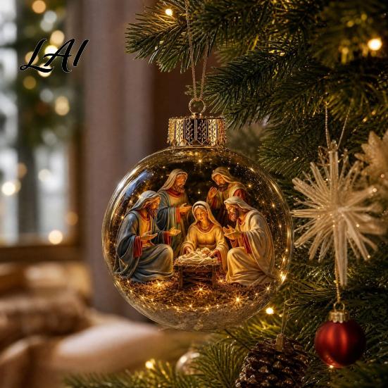 Decorative Acrylic Christmas Balls Light Up Ornaments Glowing Miniature Holiday Scene Xmas Tree Decor 3D Unique Seasonal Gift Souvenirs Clear