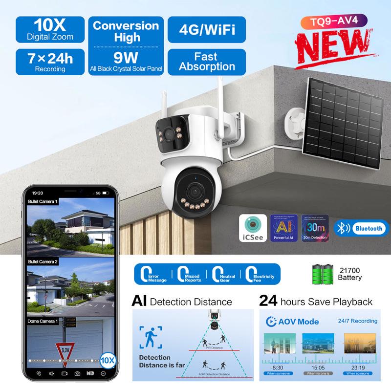 AOV HD 4G Dual-Lens Solar Monitor Camera with Dual-View WiFi