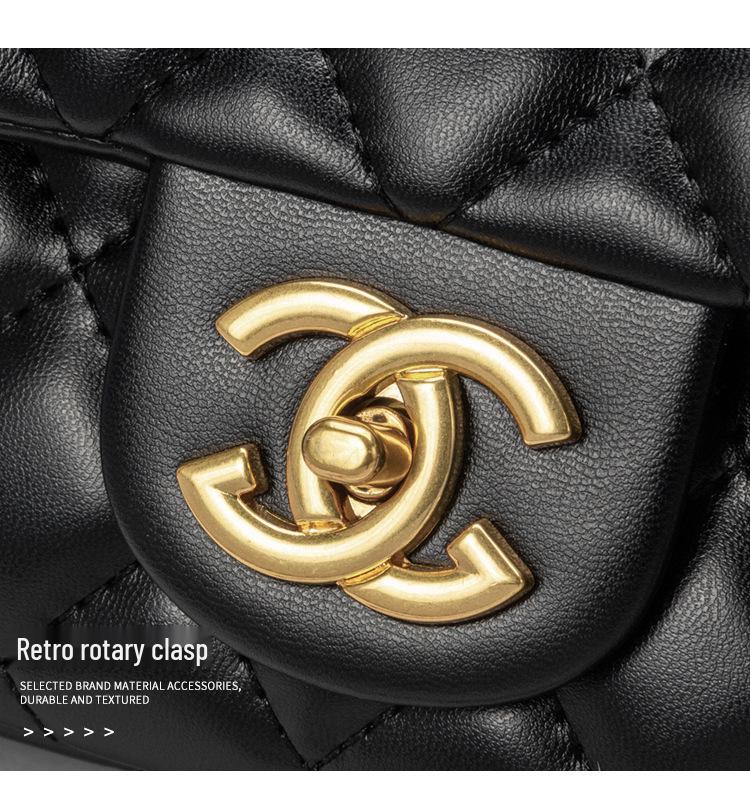 Женская квадратная сумка кроссбоди на золотой цепочке 2025 года - ромбовидная стежка из овчины