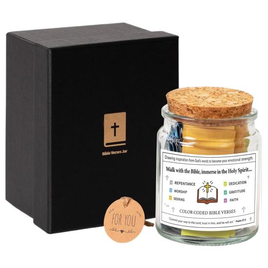 Bible Verse Glass Jar Mindfulness Gratitude Inspirational Bible Quotes Scrip Container Decoration Ornament Emotional Support Prayer Gift