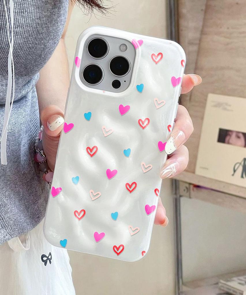 Чехол с сердечками в горошек Для IPhone 17 Air 16 15 14 13 12 11 Pro Max Чехол-бампер Для IPhone 16 15 14 Plus Чехол Funda Coque